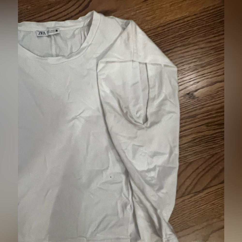 Zara white muscle style cropped tee